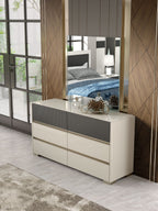 ESF Furniture - Alfa Double Dresser with Mirror in Matt Grey - ALFA-DM