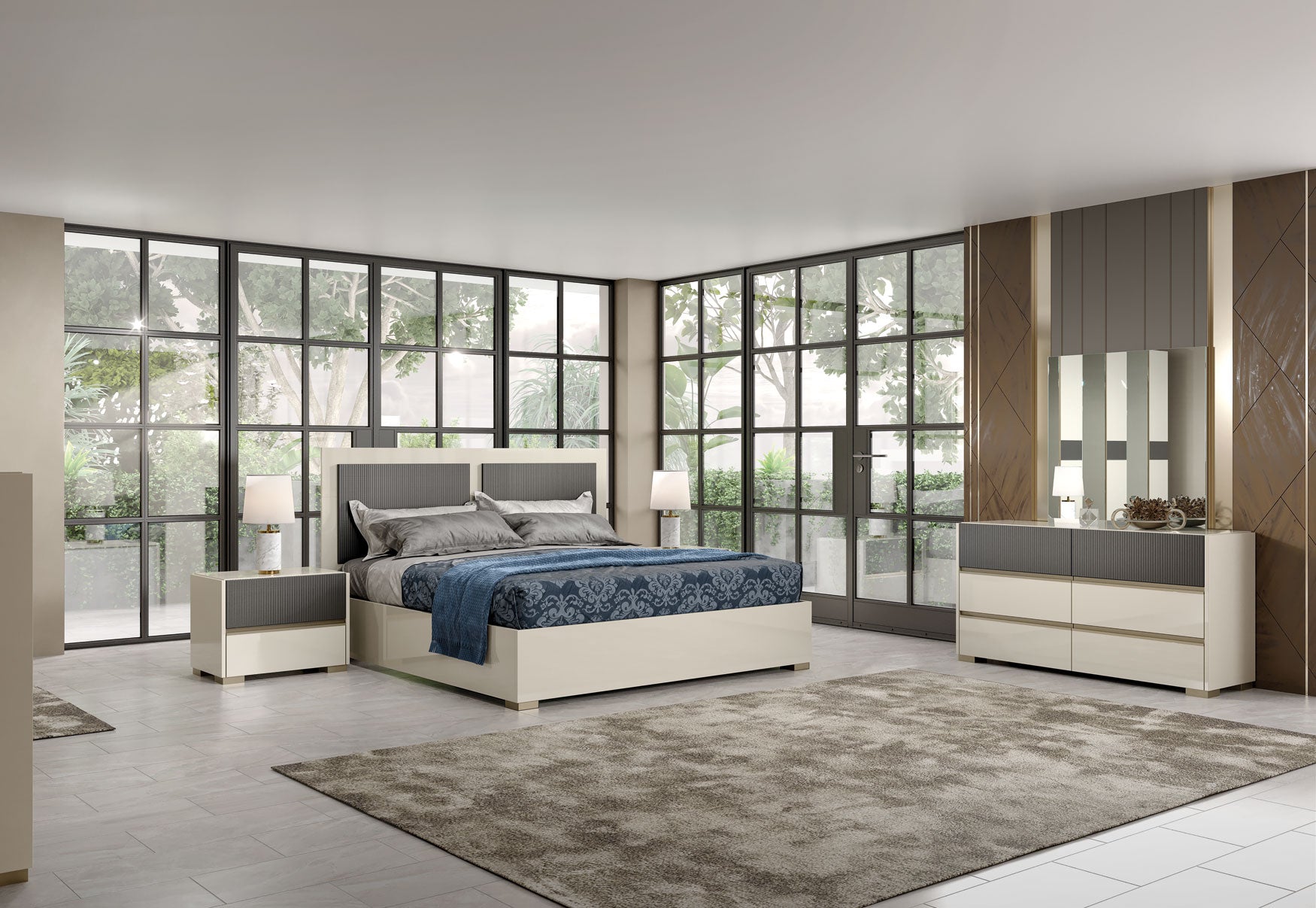 ESF Furniture - Alfa Queen Size Bed in Matt Grey - ALFA-Q