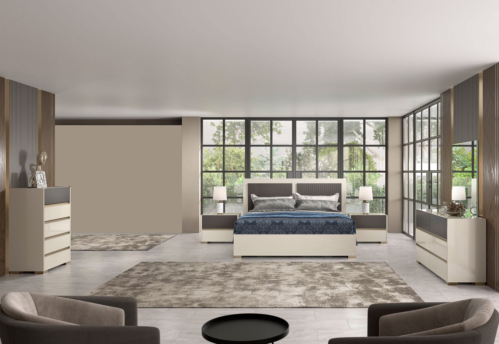 ESF Furniture - Alfa Queen Size Bed in Matt Grey - ALFA-Q