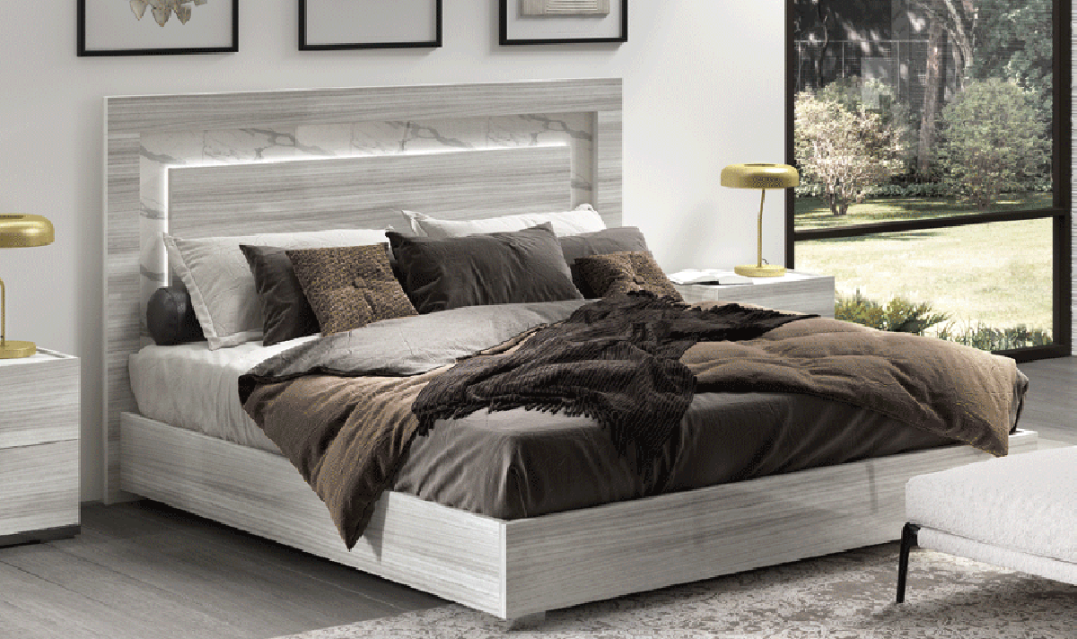 ESF Furniture - Carrara Queen Bed in Grey - CARRARABEDQSGREY