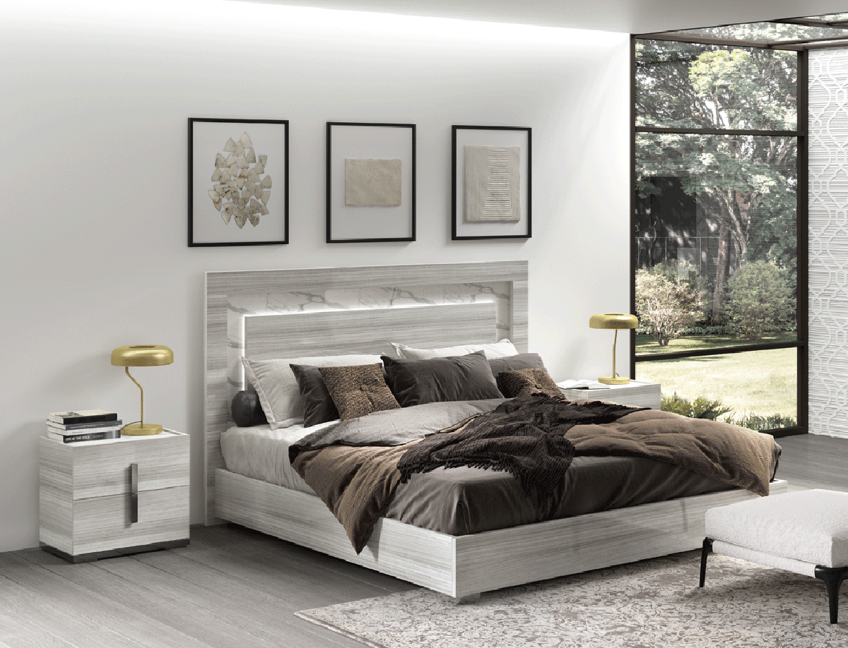 ESF Furniture - Carrara 3 Piece Queen Bedroom Set in Grey - CARRARABEDQSGREY-3SET