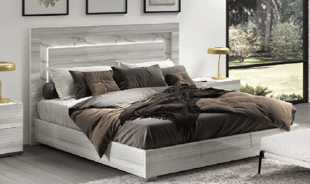 ESF Furniture - Carrara King Bed in Grey - CARRARABEDKSGREY
