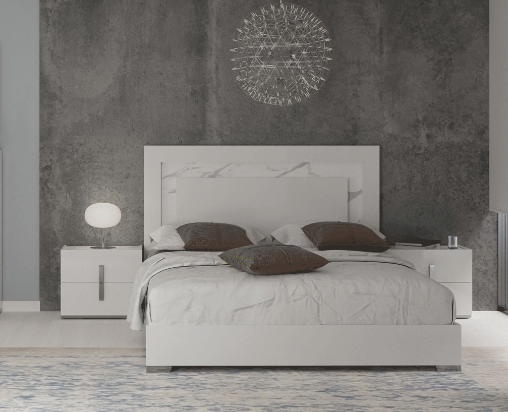 ESF Furniture - Carrara King Size Bed w/Light in White - CARRARABEDKS
