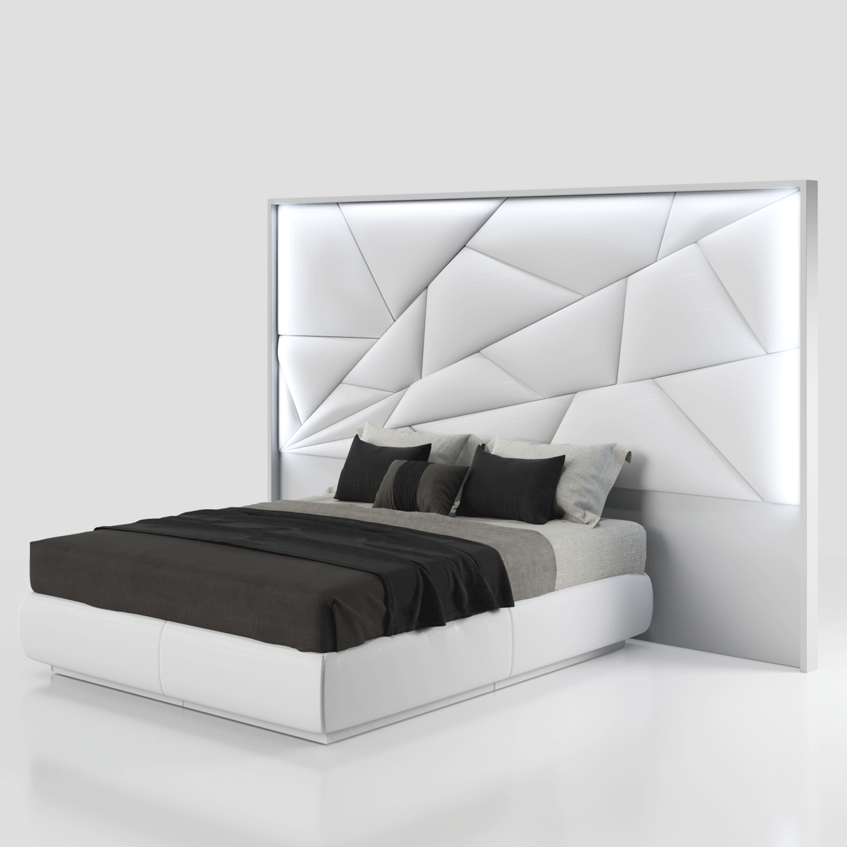 ESF Furniture - Majesty King Bed w/light in White - MAJESTYKS