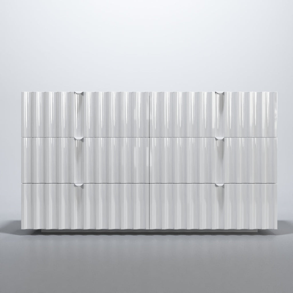 ESF FURNITURE - Orion Double Dresser with Mirror in White - ORIONDDRESSER-MR