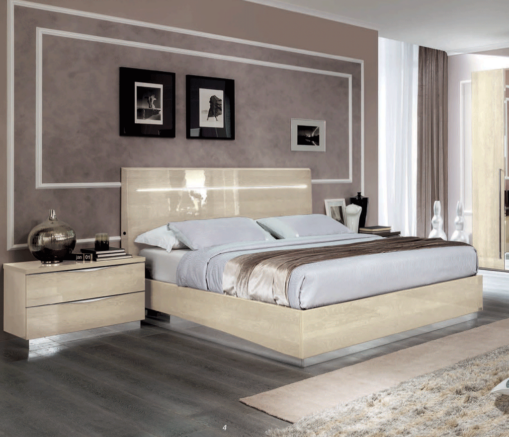 ESF Furniture - Camelgroup Italy Legno 3 Piece King Bedroom Set Ivory - PLATINUMKSBEIGE-3SET