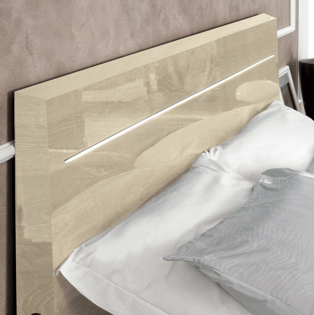 ESF Furniture - Camelgroup Italy Legno King Size Bed with Led Ivory Betullia Sabbia - PLATINUMKSBEIGE