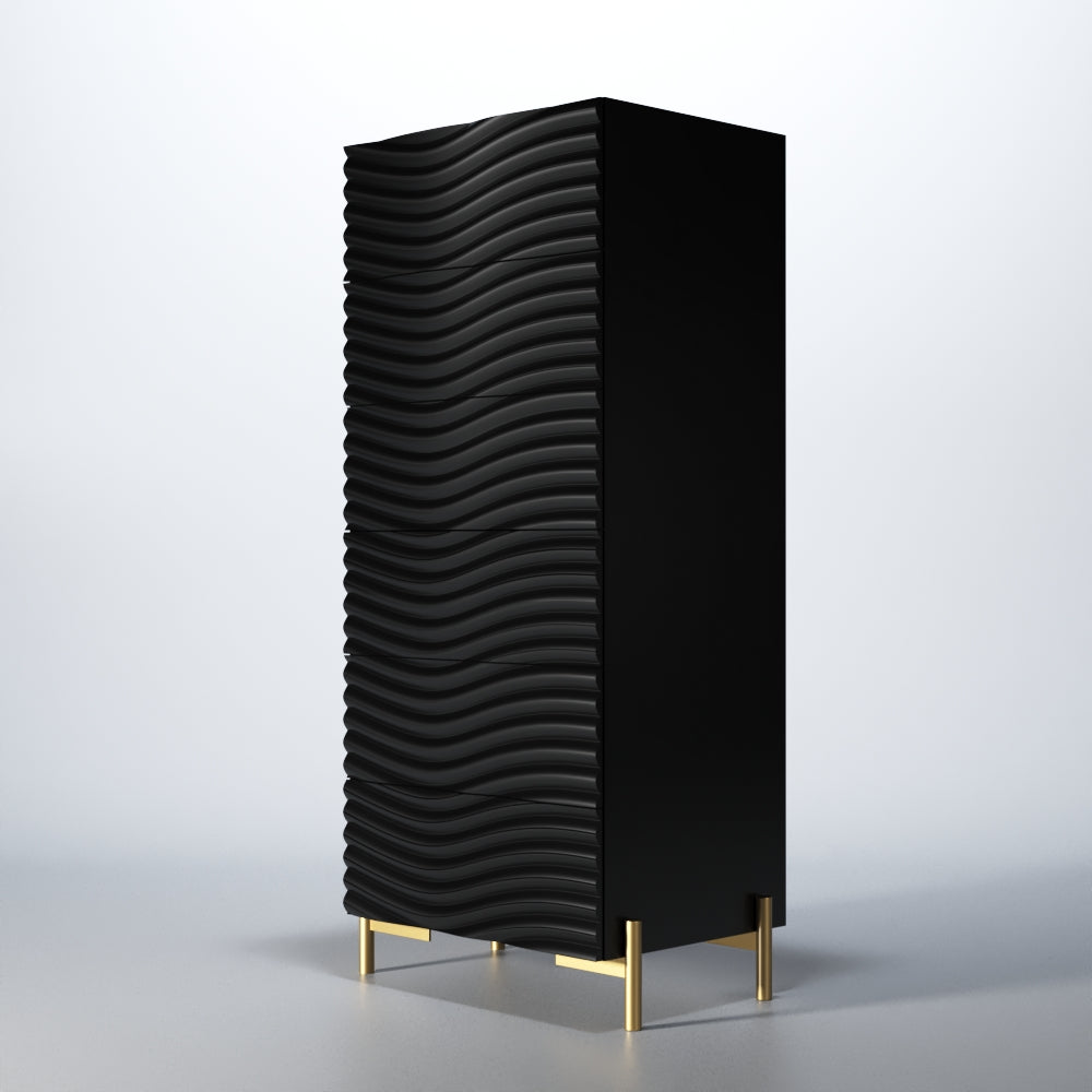 ESF Furniture - Franco Spain Wave Chest in Dark Grey - WAVECHESTGREY