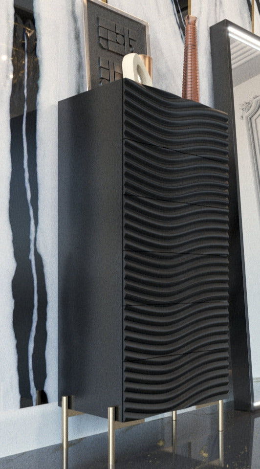 ESF Furniture - Franco Spain Wave Chest in Dark Grey - WAVECHESTGREY