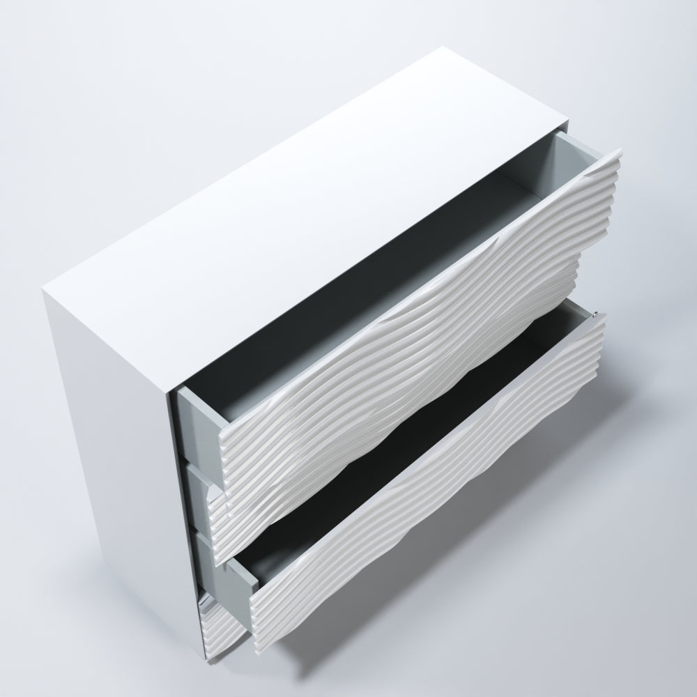 ESF Furniture - Franco Spain Wave Single Dresser w/light in White - WAVESINGLEDRESSEWHIT