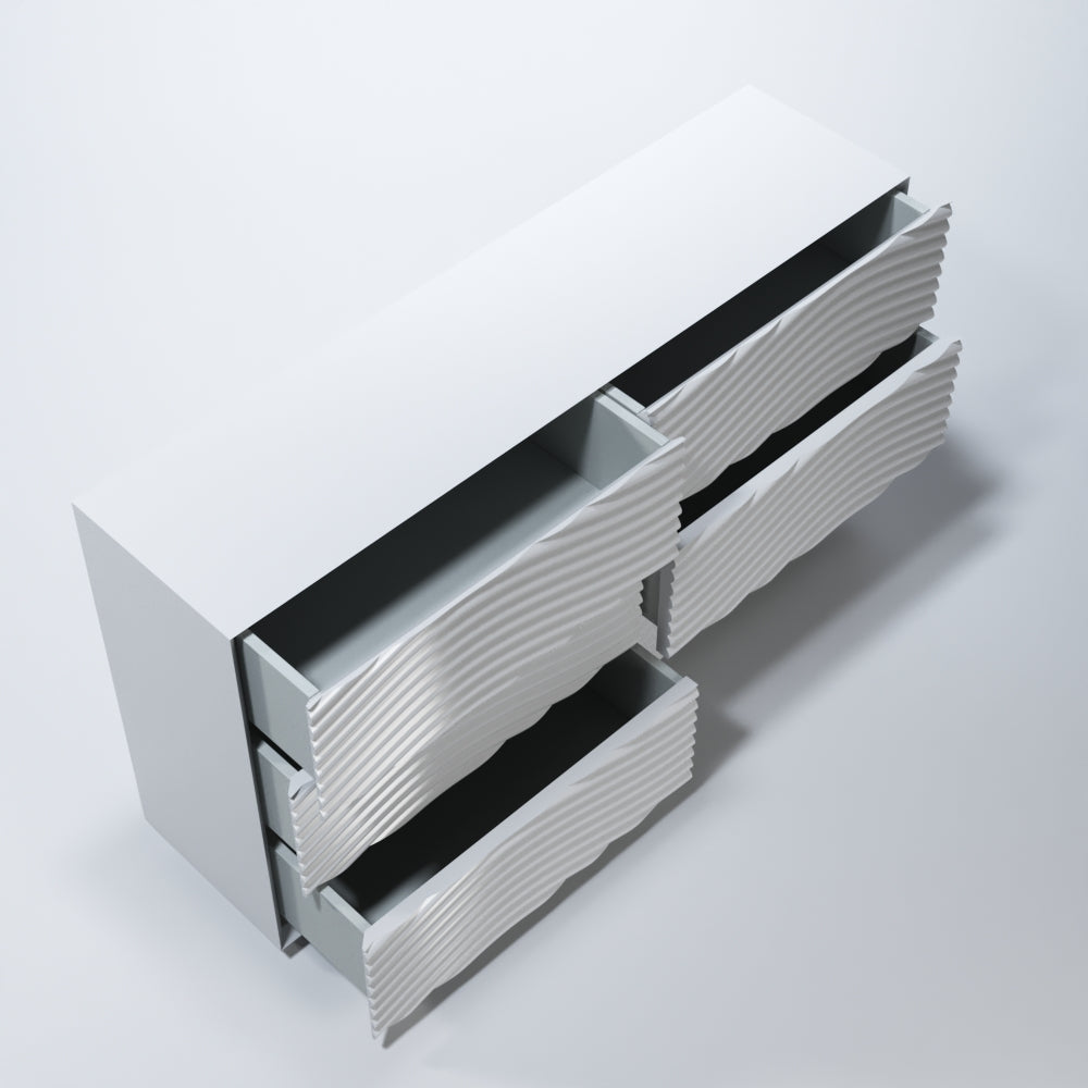ESF Furniture - Franco Spain Wave Double Dresser with Mirror in White - WAVEDOUBLEDRESSEWHIT-MR