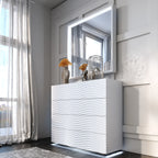 ESF Furniture - Franco Spain Wave Single Dresser w/light in White - WAVESINGLEDRESSEWHIT