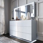 ESF Furniture - Franco Spain Wave Double Dresser w/light in White - WAVEDOUBLEDRESSEWHIT