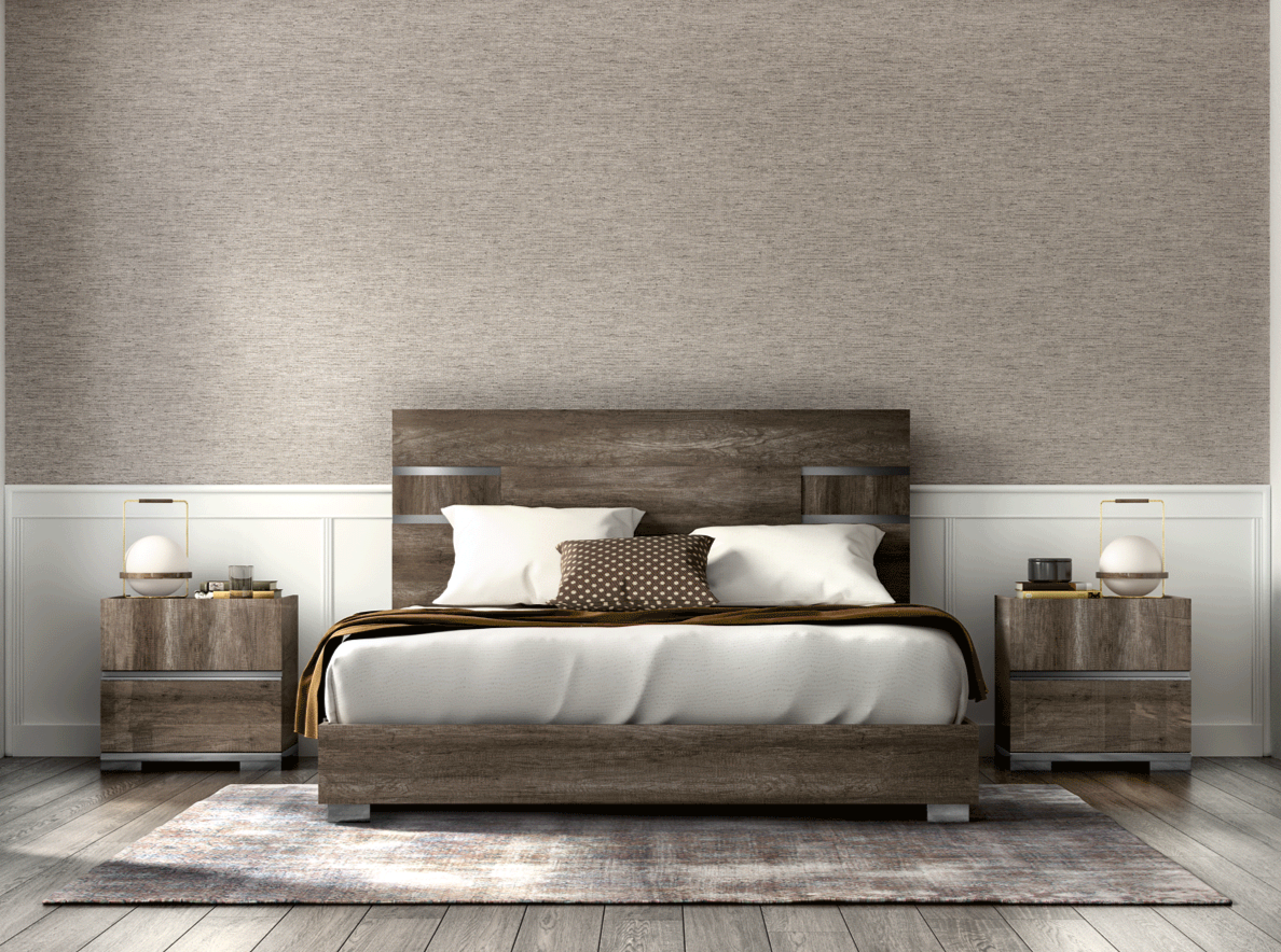 ESF Furniture - Status Italy Kamea 3 Piece Queen Bedroom Set in Vintage Oak - KAMEAQS-3SET