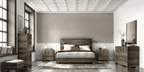 ESF Furniture - Status Italy Kamea 5 Piece Queen Bedroom Set in Vintage Oak - KAMEAQS-5SET
