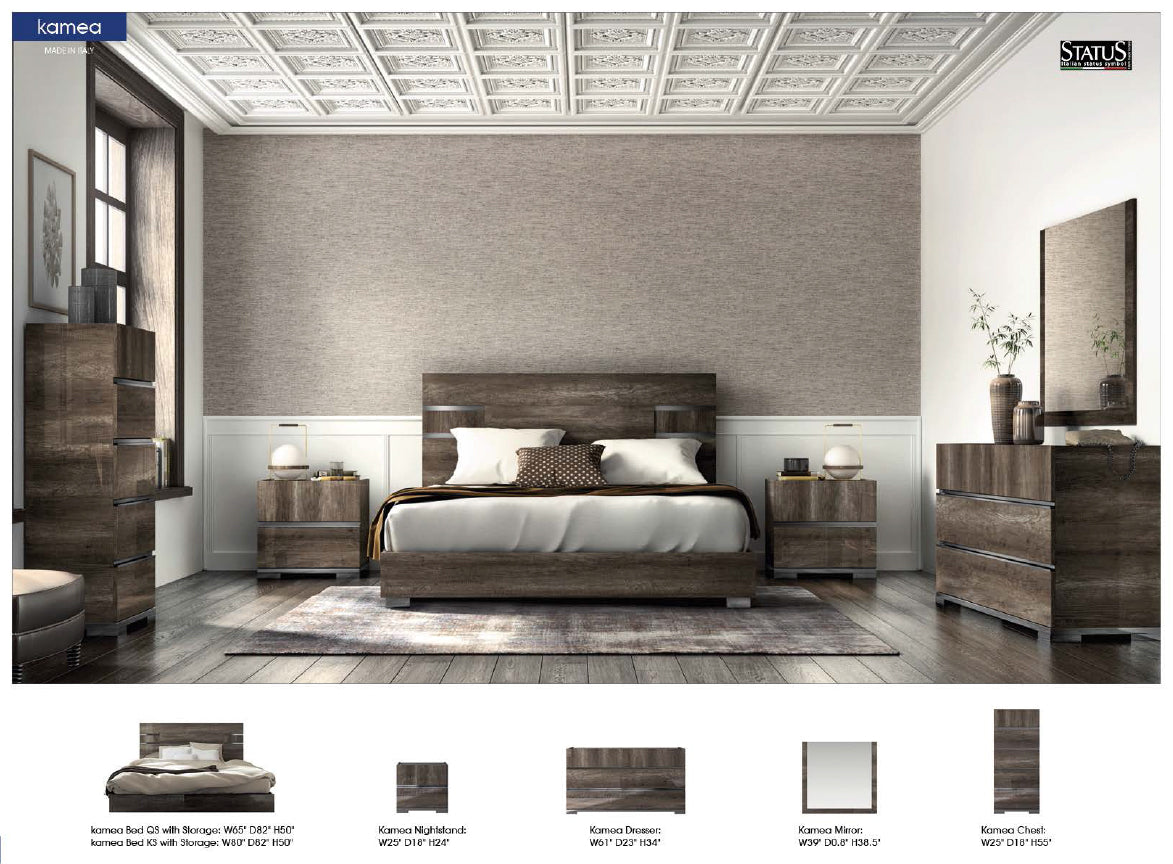 ESF Furniture - Status Italy Kamea 5 Piece King Bedroom Set in Vintage Oak - KAMEAKS-5SET