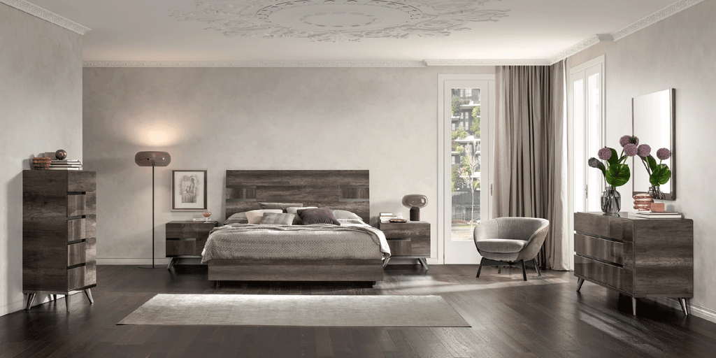 ESF Furniture - Medea King Bed in Vintage Oak - MEDEAKS