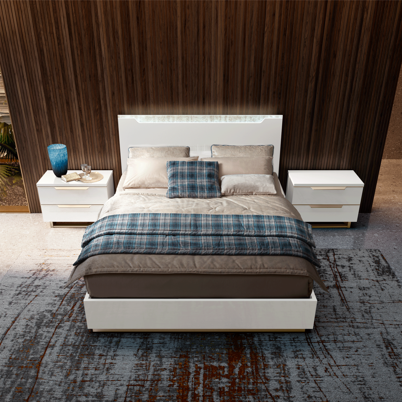 ESF Furniture - Smart 3 Piece King Bedroom Set in White - SMARTKSBED-3SET