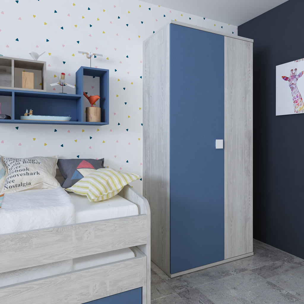 ESF Furniture - Jazz 5 Piece Kids Bedroom Set in Oak Blue - JAZZ-BED-5SET