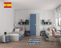 ESF Furniture - Jazz 4 Piece Kids Bedroom Set in Oak Blue - JAZZ-BED-4SET
