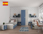 ESF Furniture - Jazz 4 Piece Kids Bedroom Set in Oak Blue - JAZZ-BED-4SET
