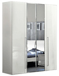 ESF Furniture - Dama Bianca 4 Doors Wardrobe w/2 Mirrors - DAMABIANCA4DWB