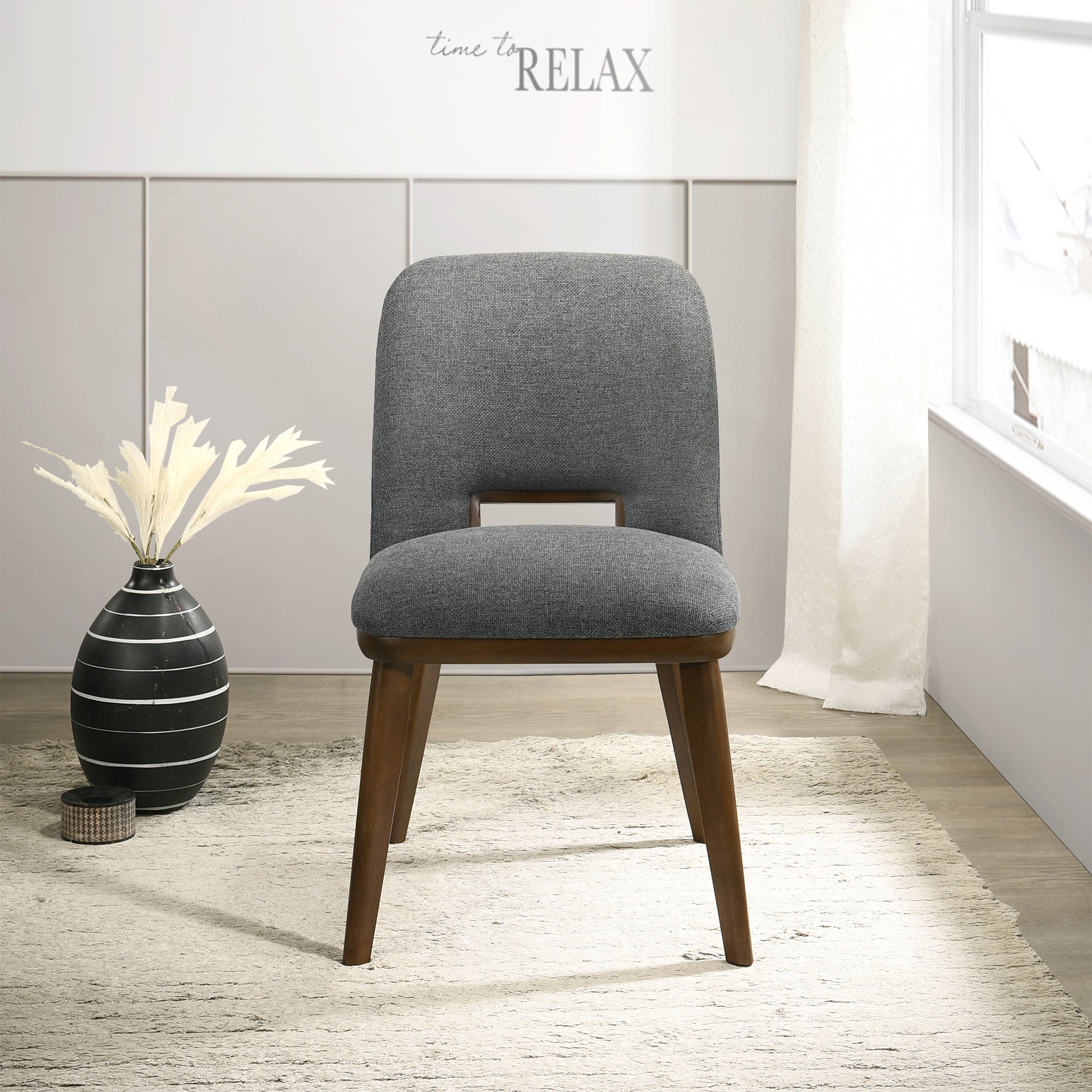Blaken Dark Grey Fabric Dining Chair (Set Of 2)