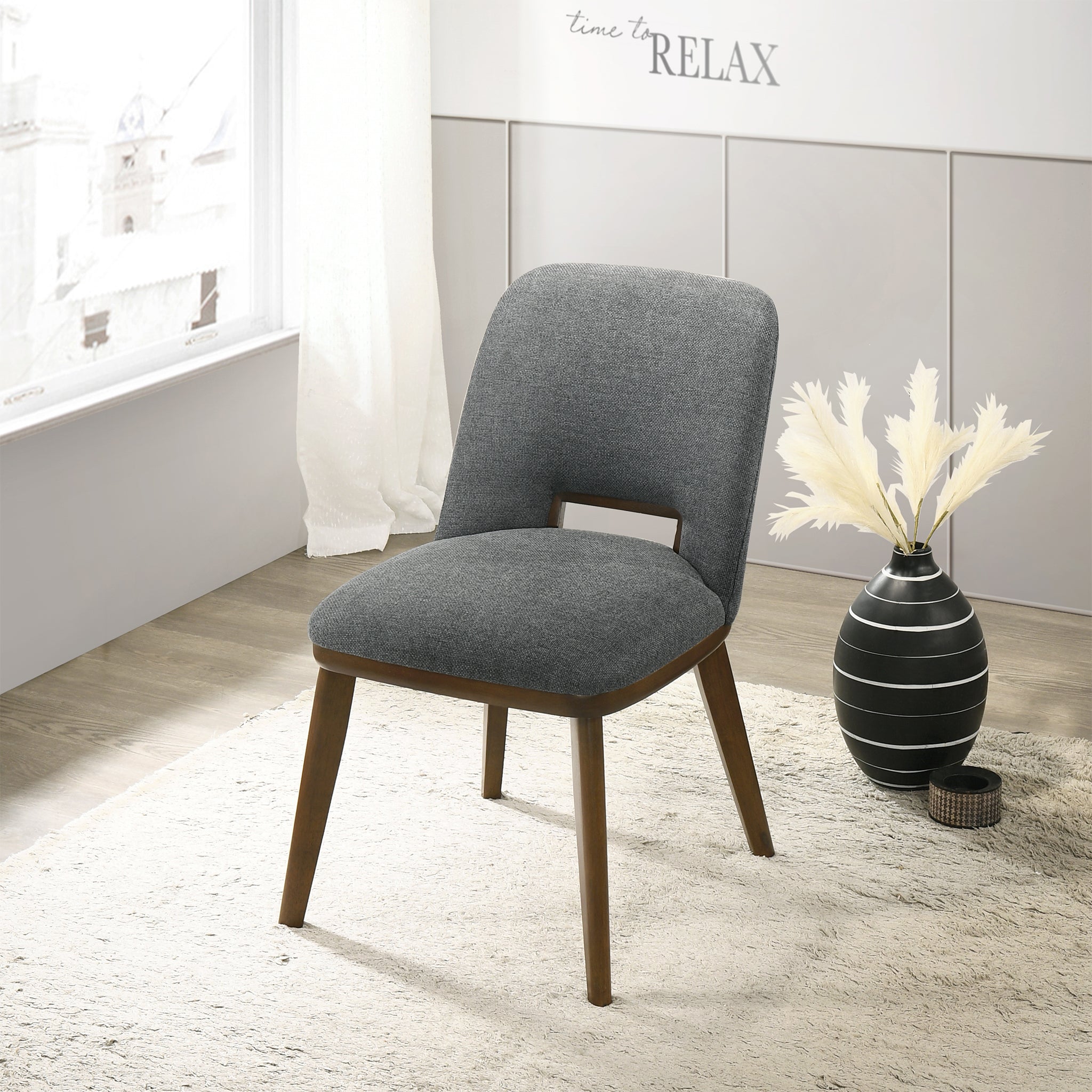 Blaken Dark Grey Fabric Dining Chair (Set Of 2)