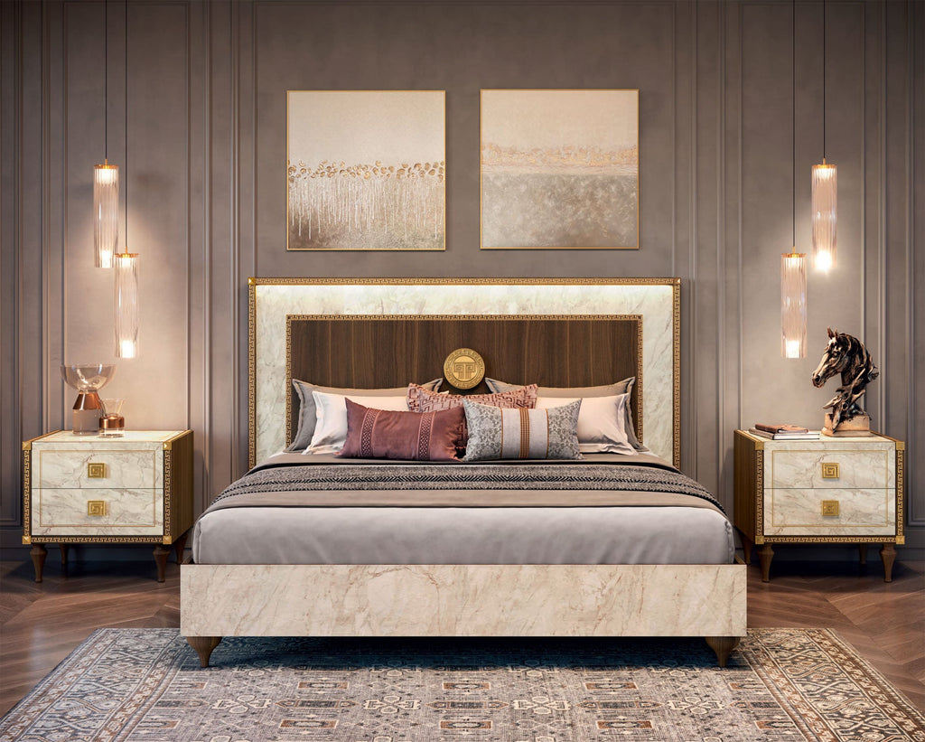 ESF Furniture - Romantica 5 Piece Queen Bedroom Set in Walnut - ROMA-Q-5SET