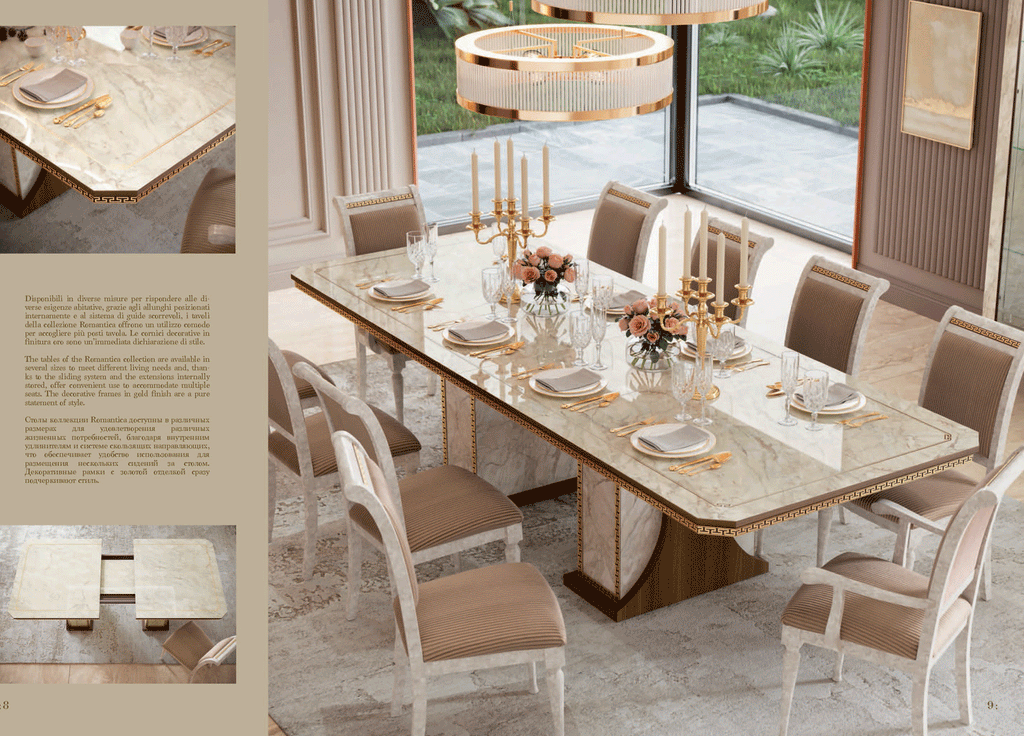 ESF Furniture - Romantica 5 Piece Rectangular Dining Table Set in Walnut - ROMA-DT-5SET