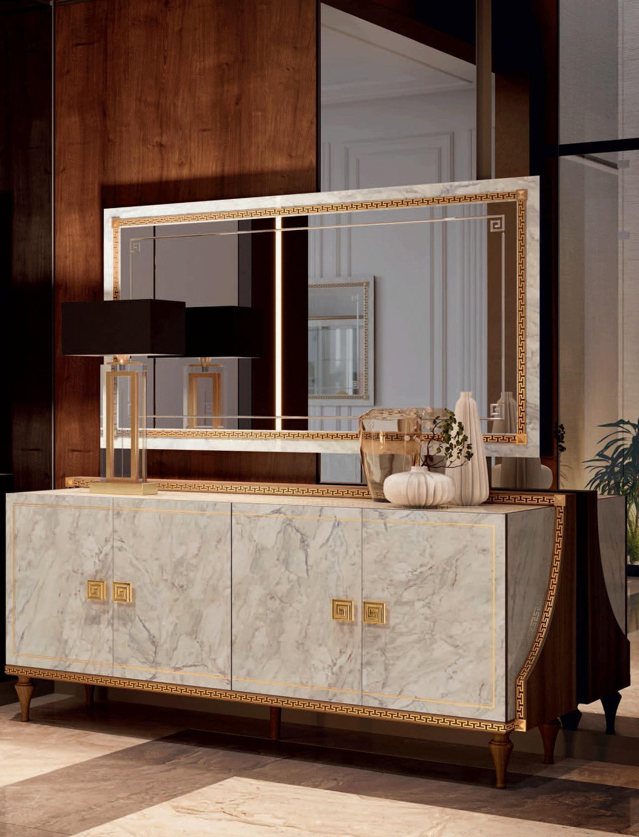 ESF Furniture - Romantica 4 Doors Buffet in Walnut - ROMA-BUFFET