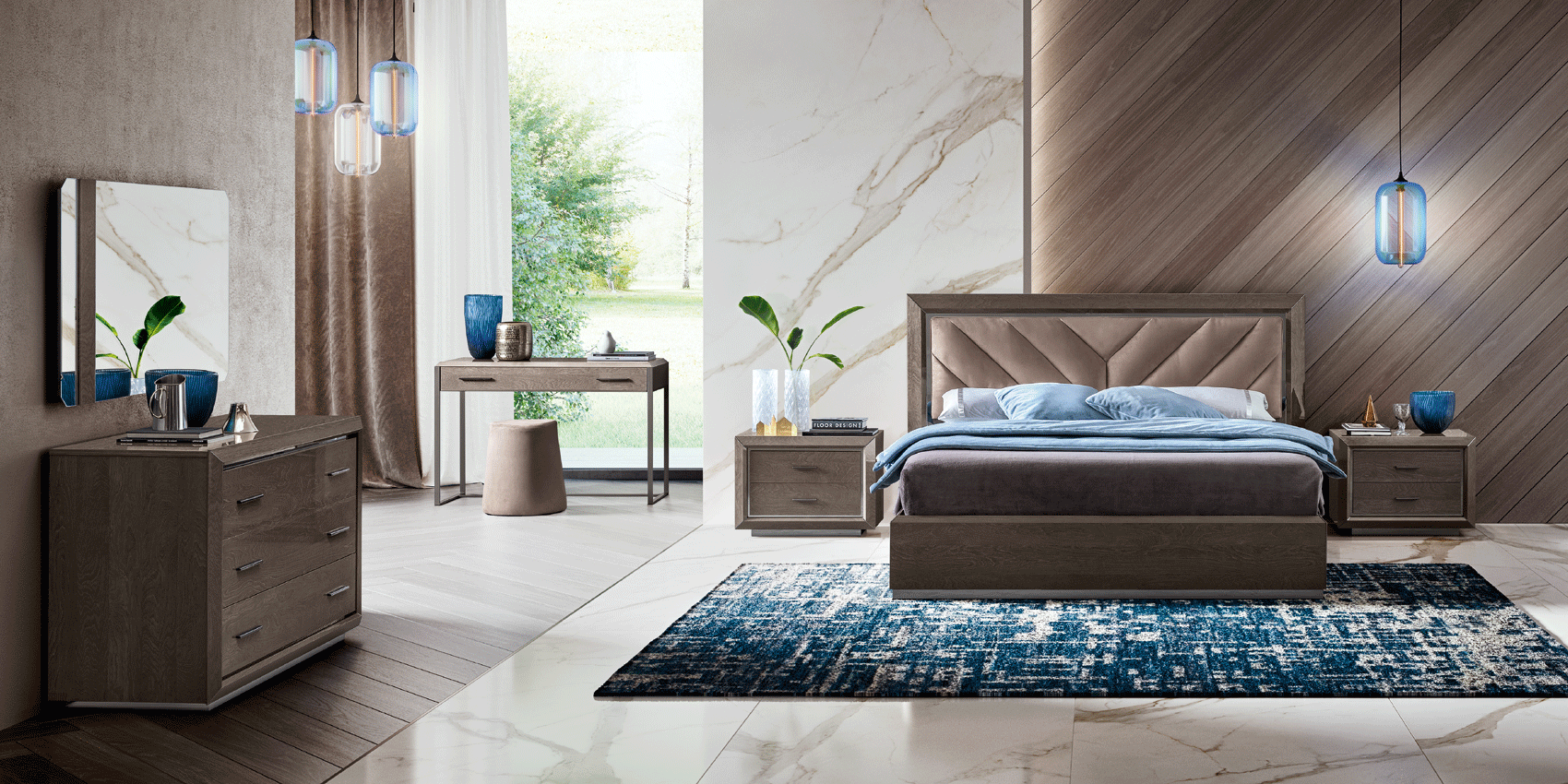 ESF Furniture - Elite Camel Queen Size Bed in Silver Birch - ELITEQS