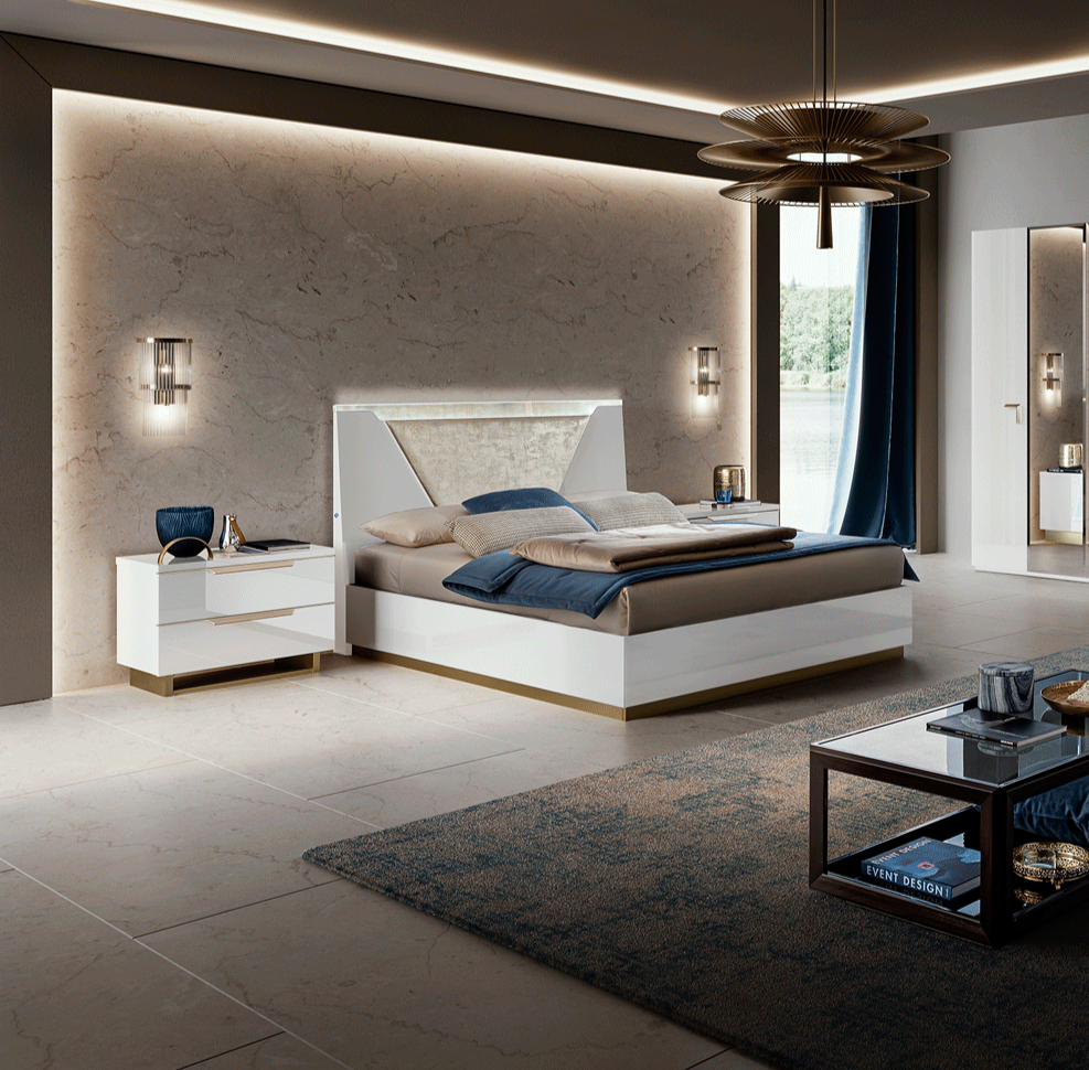 ESF Furniture - Smart 3 Piece King Bedroom Set in White - SMARTKSBED-3SET
