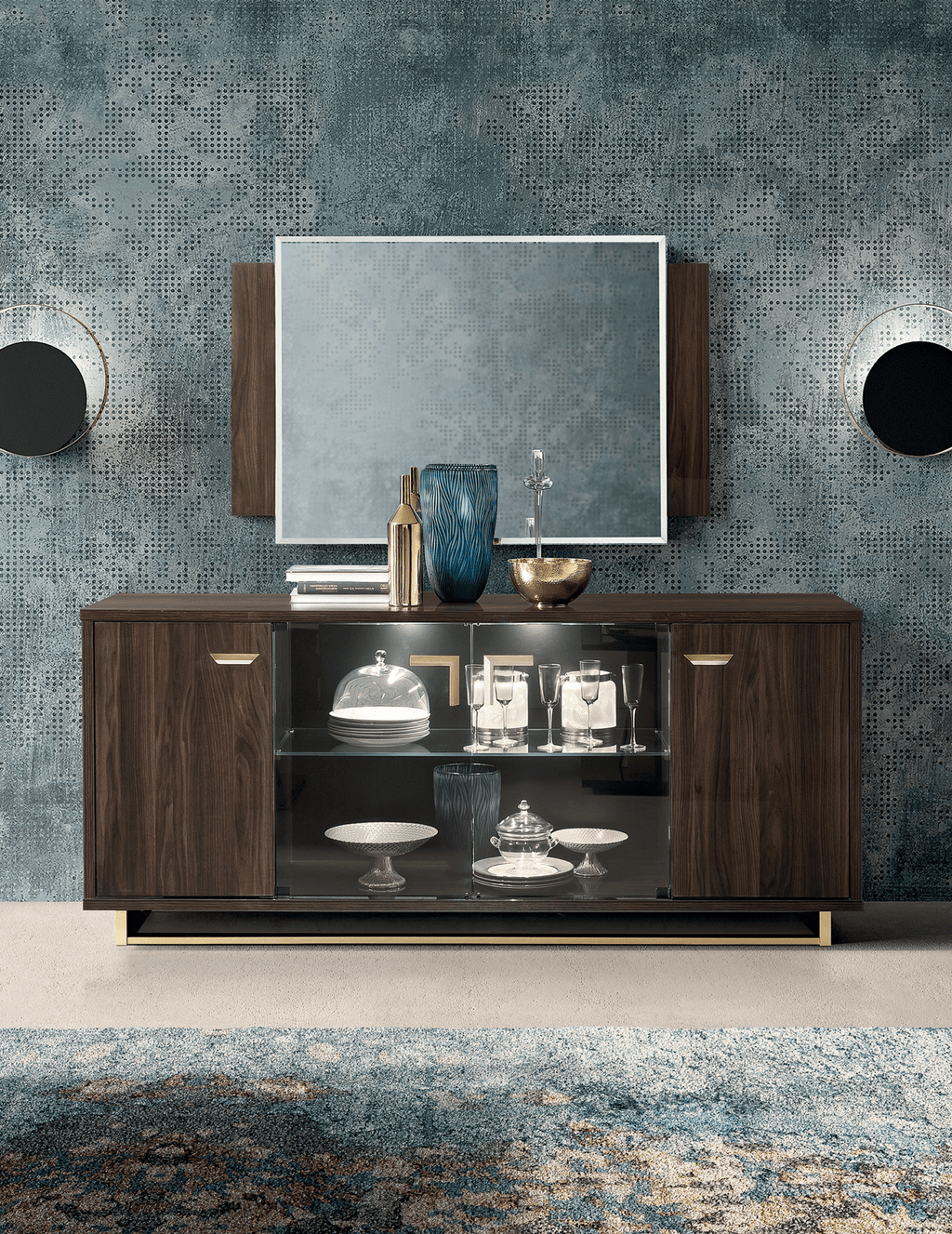 ESF Furniture - Volare 4 Door Buffet with Mirror - VOLAREBUFFET-MIRROR