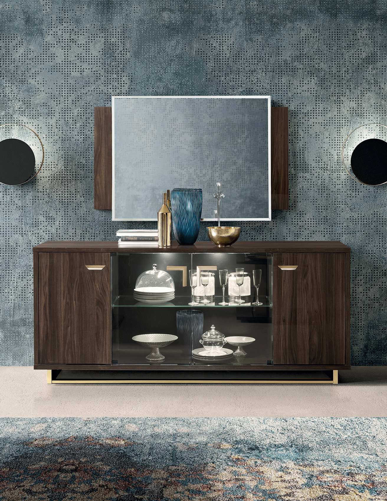 ESF Furniture - Volare 4 Door Buffet with Mirror - VOLAREBUFFET-MIRROR