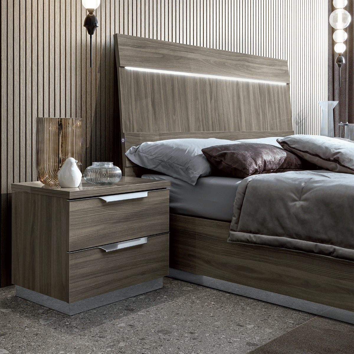 ESF FURNITURE - Kroma 5 Piece Queen Size Bedroom Set in Grey - KROMAQS-5SET