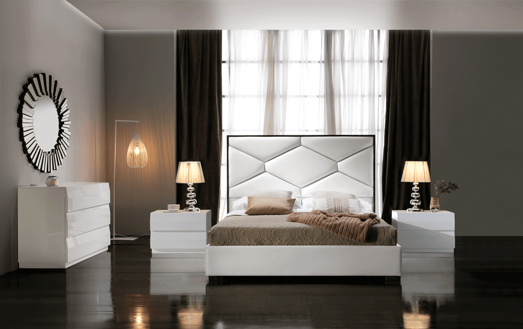ESF Furniture - Martina King Storage Bed in White - MARTINABEDKSWHITE