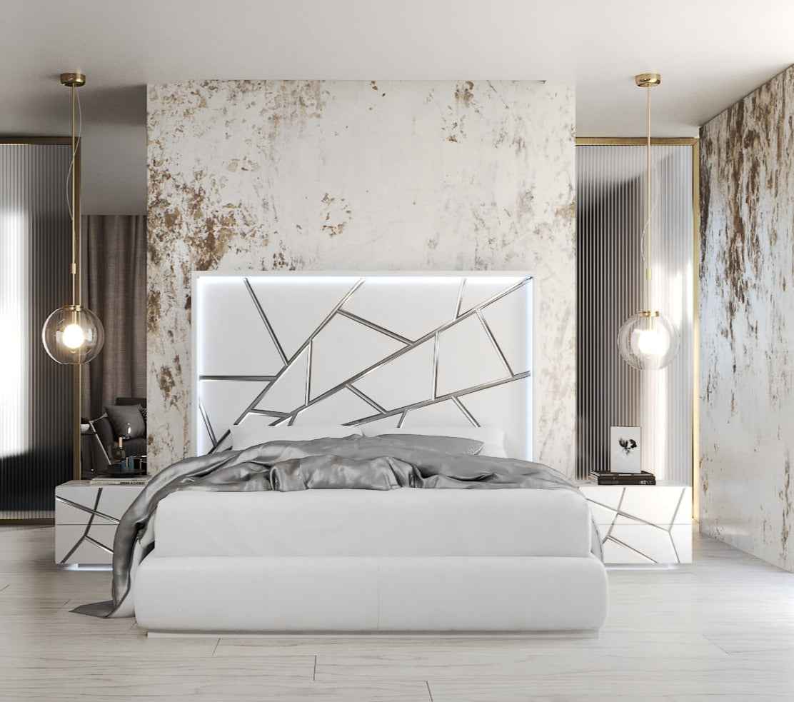 ESF Furniture - Franco Spain Gio 3 Piece Queen Bedroom Set in White - GIOQSBED-3SET