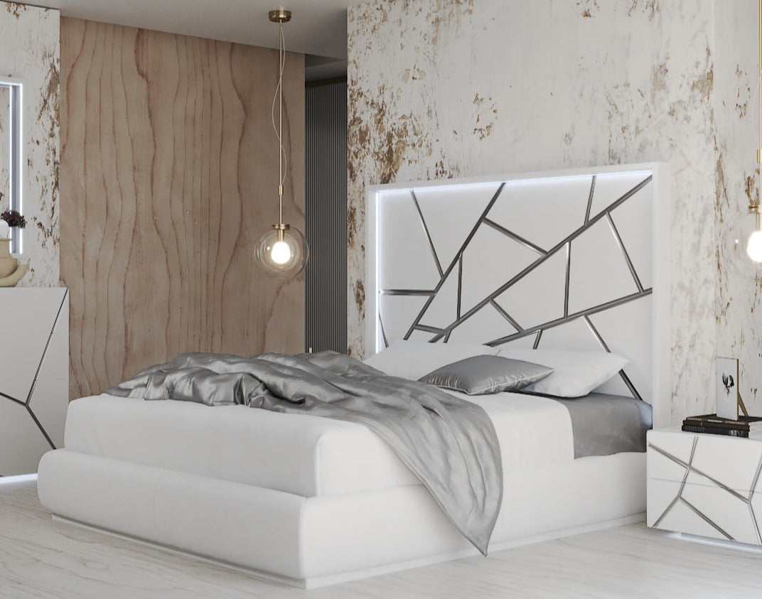 ESF Furniture - Franco Spain Gio 3 Piece Queen Bedroom Set in White - GIOQSBED-3SET