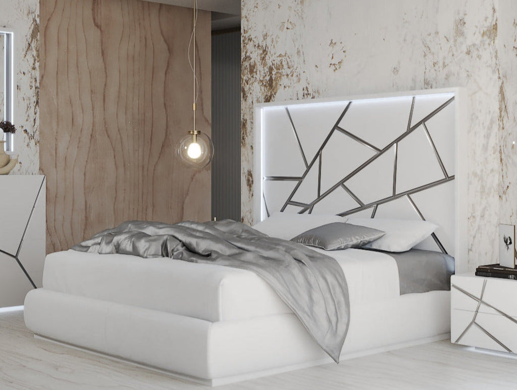 ESF Furniture - Franco Spain Gio 6 Piece King Size Bedroom Set in White - GIOKSBED-6SET