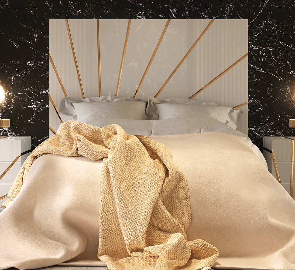 ESF Furniture - Franco Spain Oro King Bed with Light in White - OROKSBED