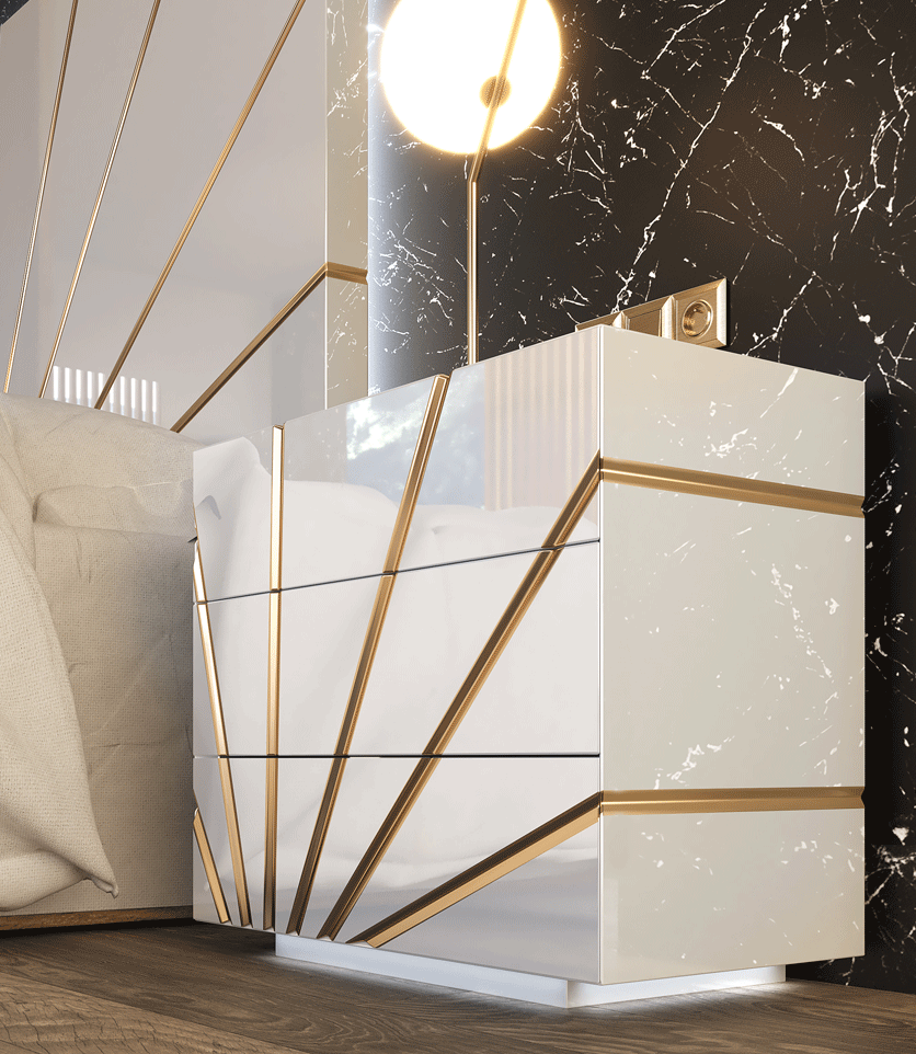 ESF Furniture - Oro 3 Drawers Nightstand in White - ORONS