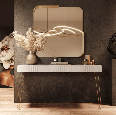 ESF Furniture - MX38 Console Table 120 With Mirror 60 - MX3842301-MX21010