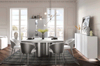 ESF Furniture - Wave 5 Piece Dining Table Set in White Matt - WAVE-WHITE-5SET-4CHAIR