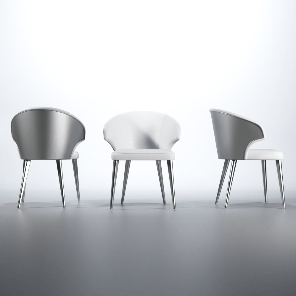 ESF Furniture - Wave 7 Piece Dining Room Set in White Matt - WAVE-WHITE-7SET-4CHAIR