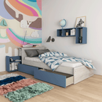 ESF Furniture - Jazz 5 Piece Kids Bedroom Set in Oak Blue - JAZZ-BED-5SET