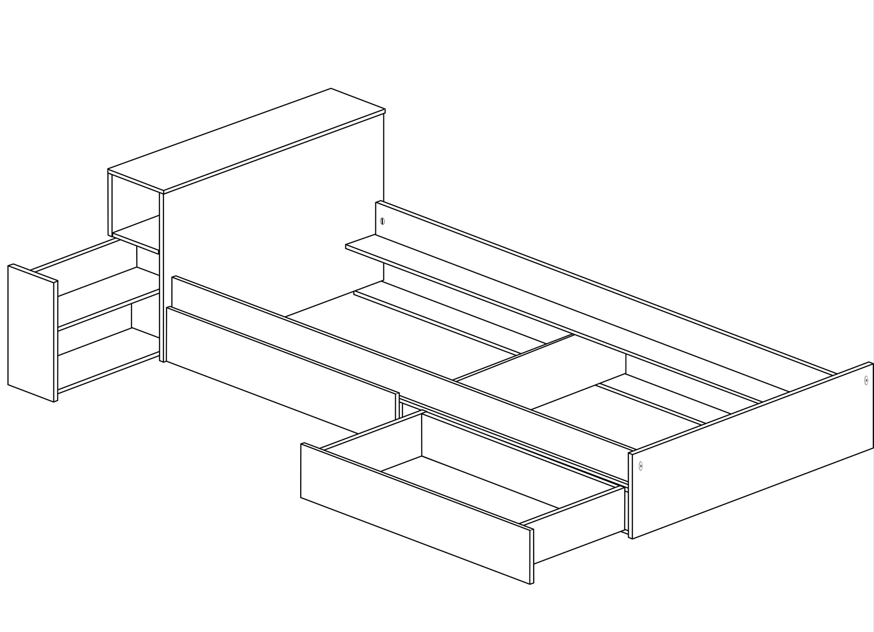ESF Furniture - Jazz 5 Piece Single Bedroom Set in Oak White - JAZZ-WHITE-5SET