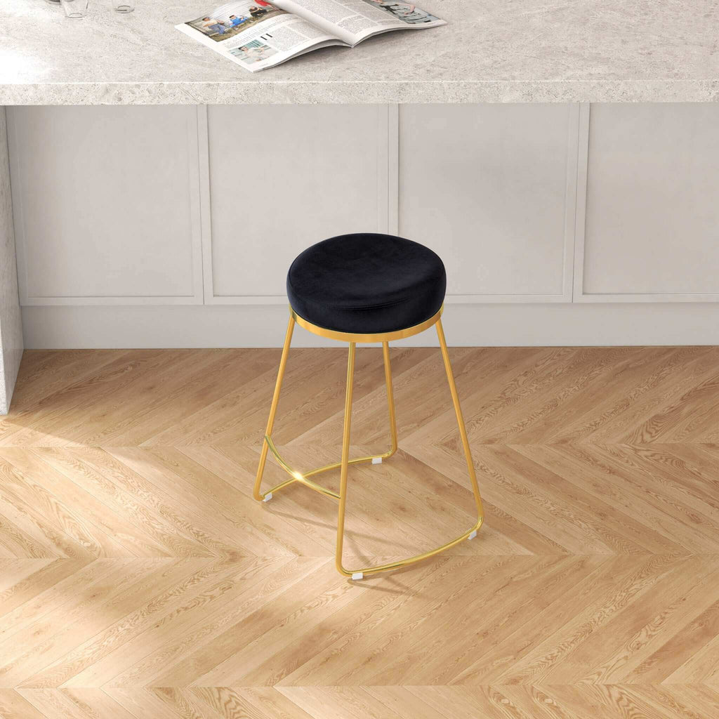 Jane 26" Luxury Black Upholstered Stool