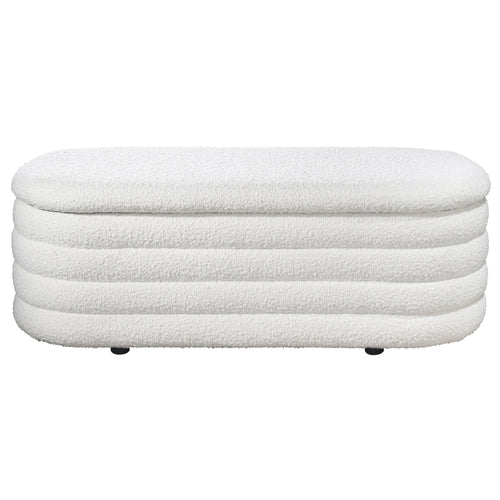 Cabana White Boucle Bench w/Storage