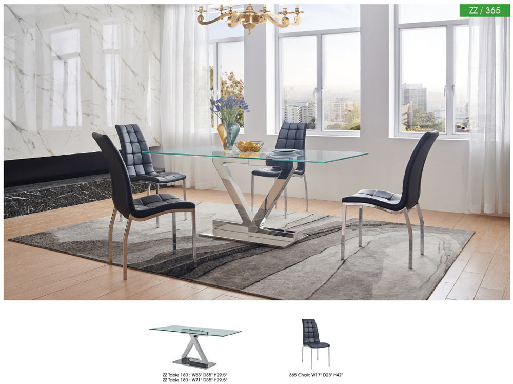 ESF Furniture - Zig Zag 5 Piece Dining Table Set - ZZTABLE160-365-5SET